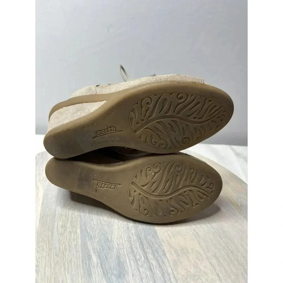 Earth Crown Platinum Wedge Bronze Leather Open Toe Sandal Back Zip Women 5.5 - Picture 7 of 8